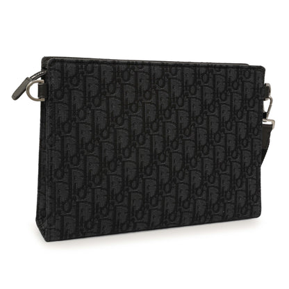 Exclusive Christian Dior Black Oblique A5 Triangle Pouch — Side View
