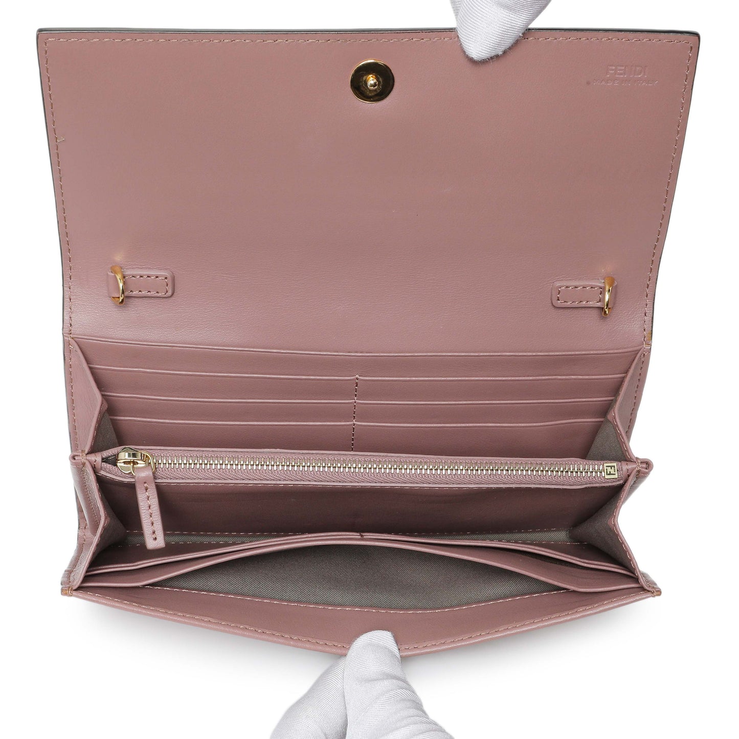 Exclusive Fendi English Rose Calfskin By The Way Chain Wallet — Top View