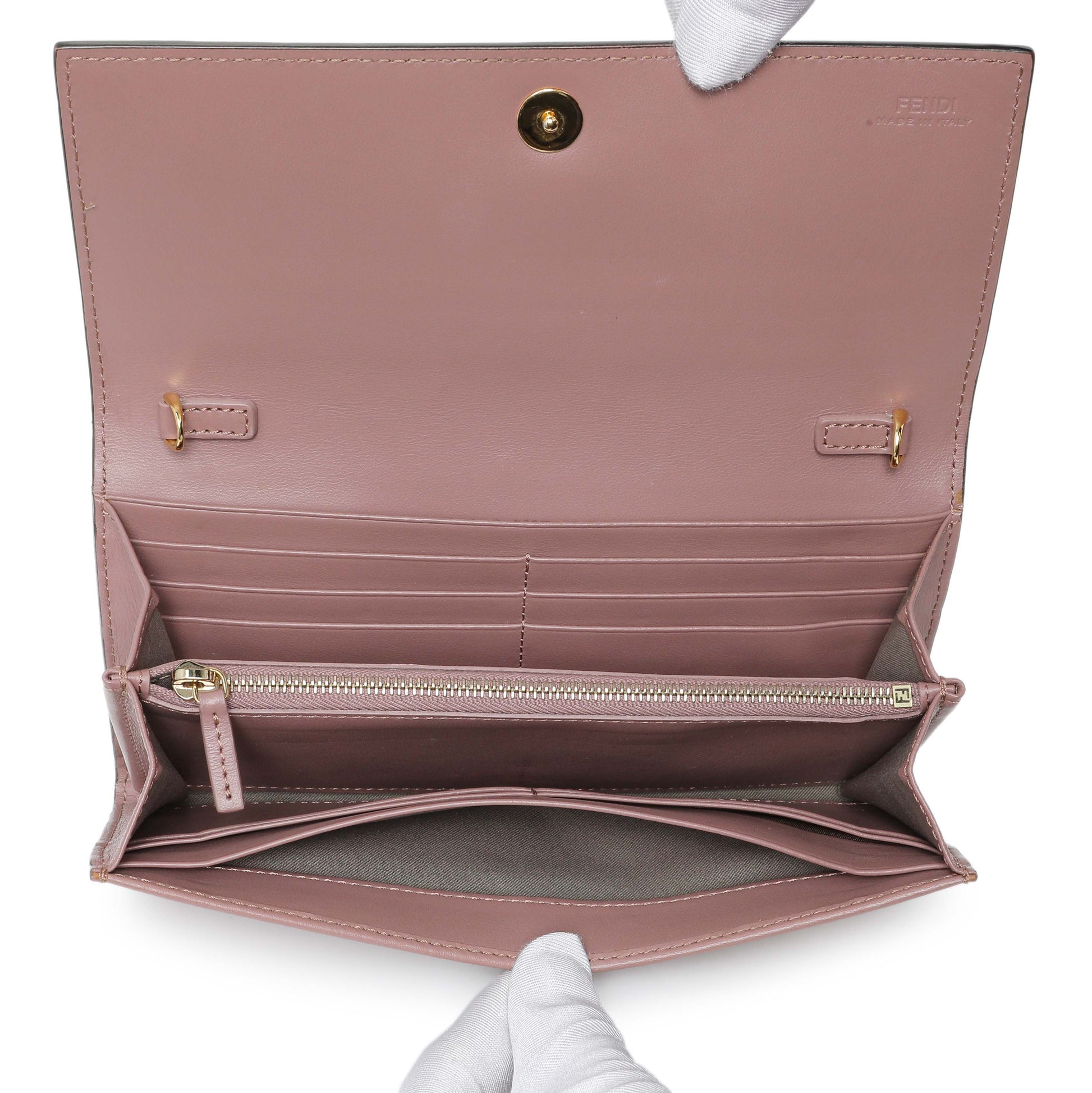 Exclusive Fendi English Rose Calfskin By The Way Chain Wallet — Top View
