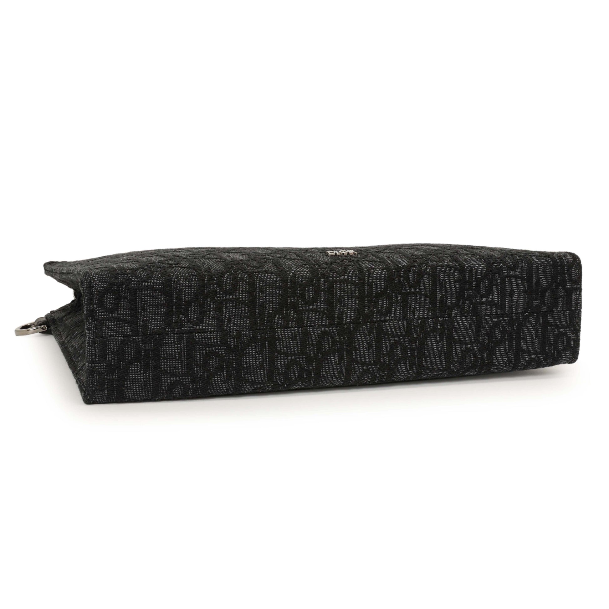 Exclusive Christian Dior Black Oblique A5 Triangle Pouch — Back View