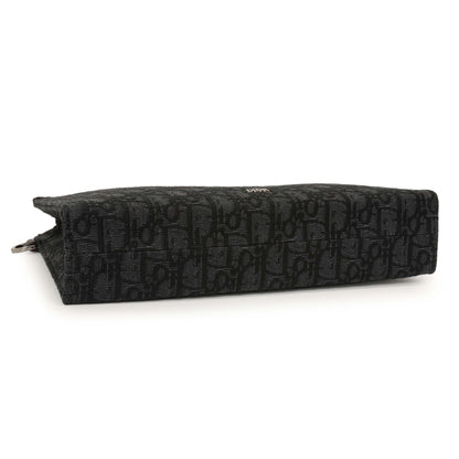 Exclusive Christian Dior Black Oblique A5 Triangle Pouch — Back View