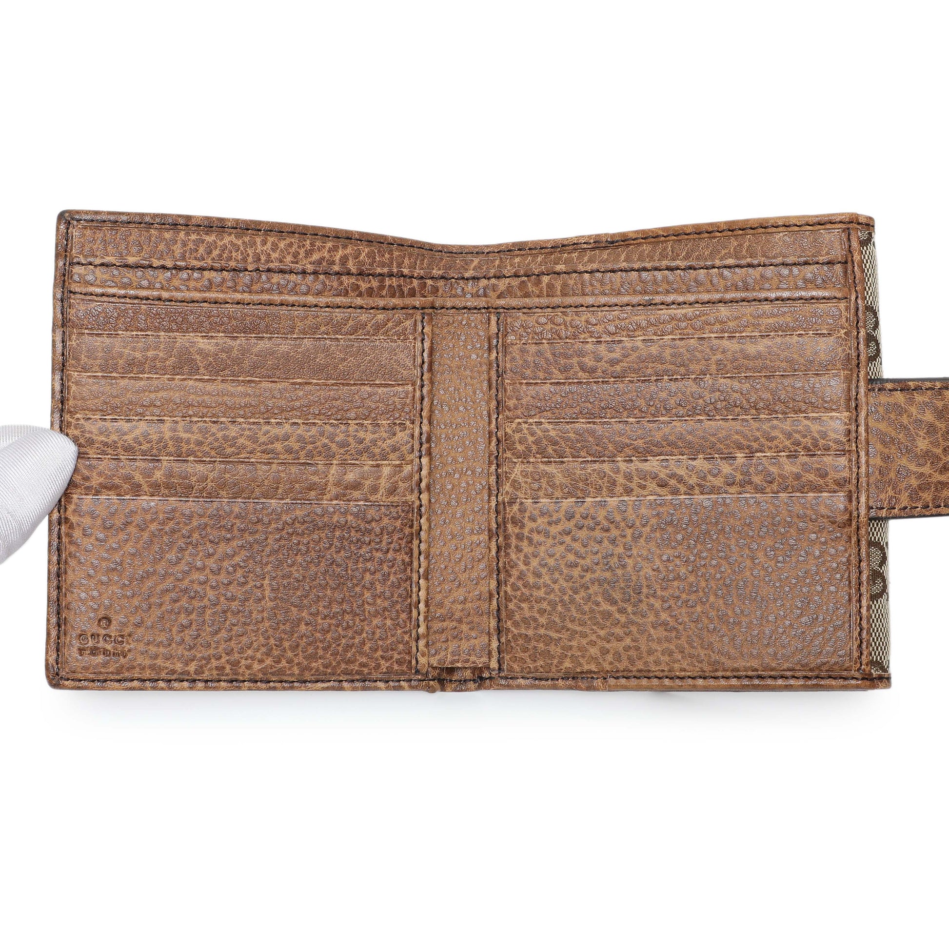 Exclusive Gucci Monogram Compact Flap Wallet — Top View