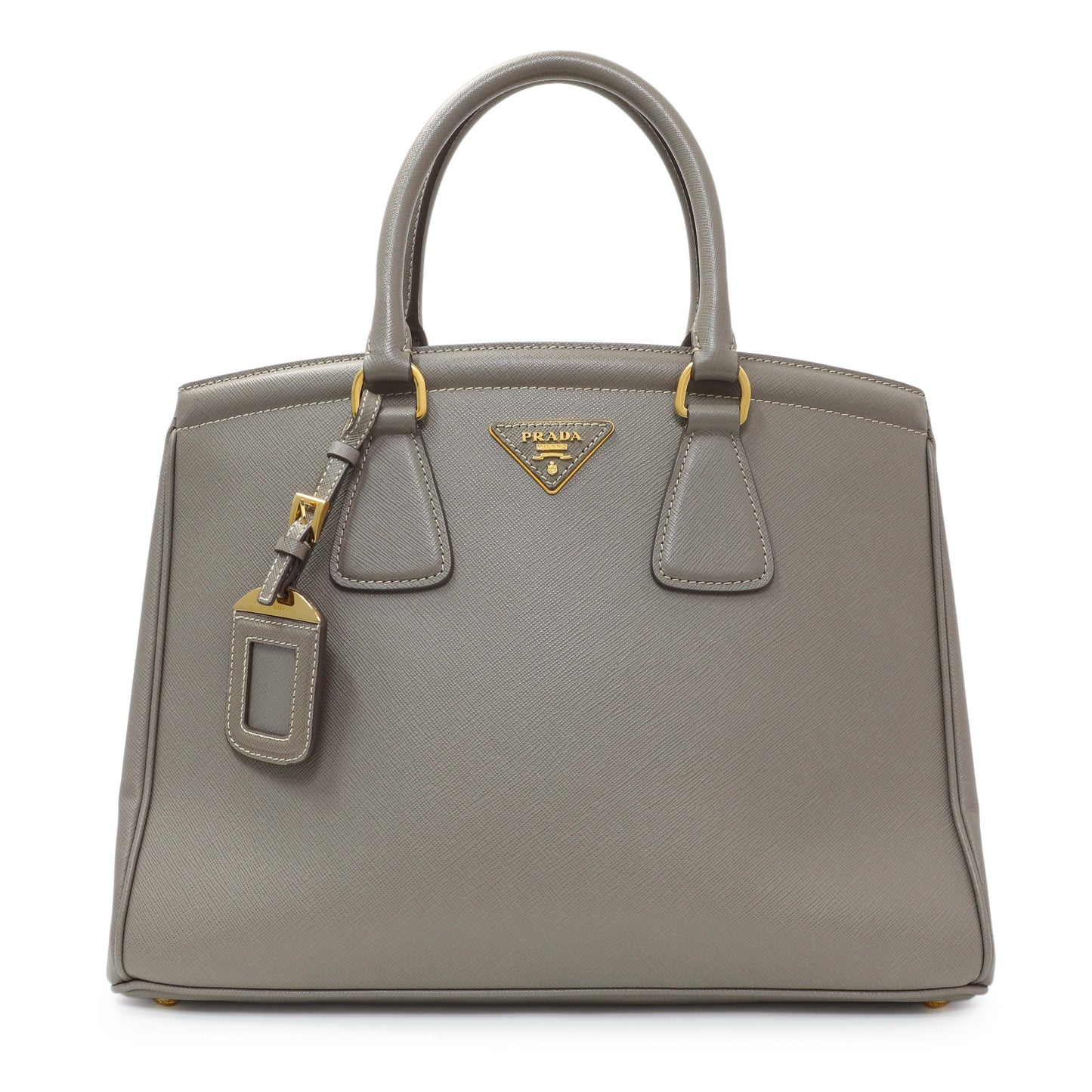 Exclusive Prada Taupe Saffiano Lux Parabole Tote — Front View