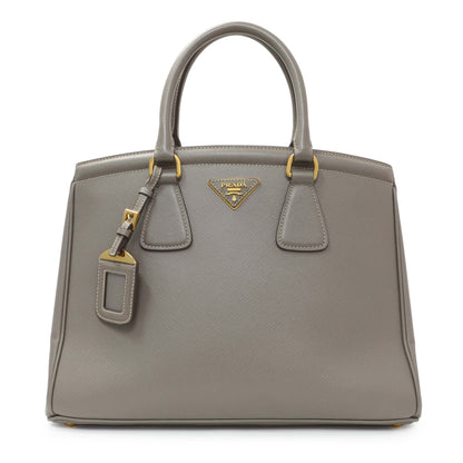 Exclusive Prada Taupe Saffiano Lux Parabole Tote — Front View