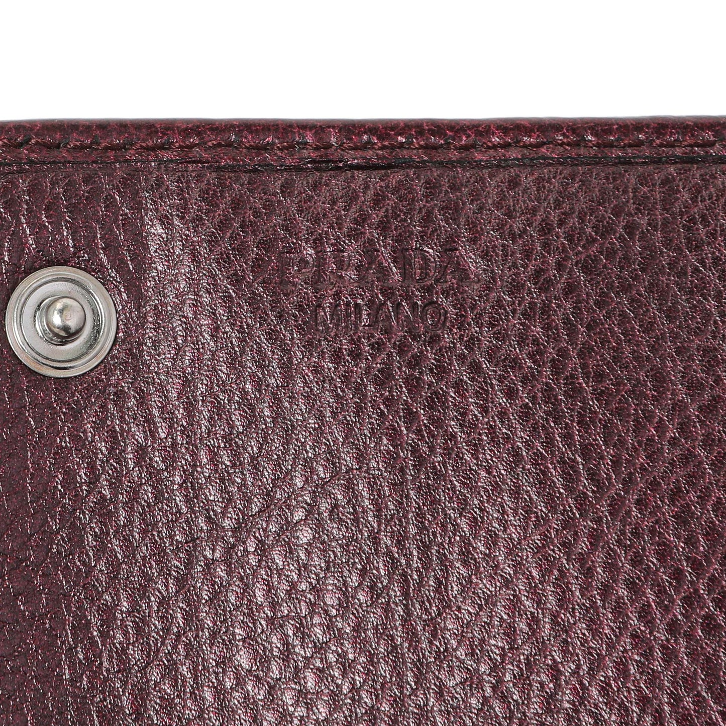 Exclusive Prada Burgundy Nappa Mordore Stripes Continental Wallet — Detail View