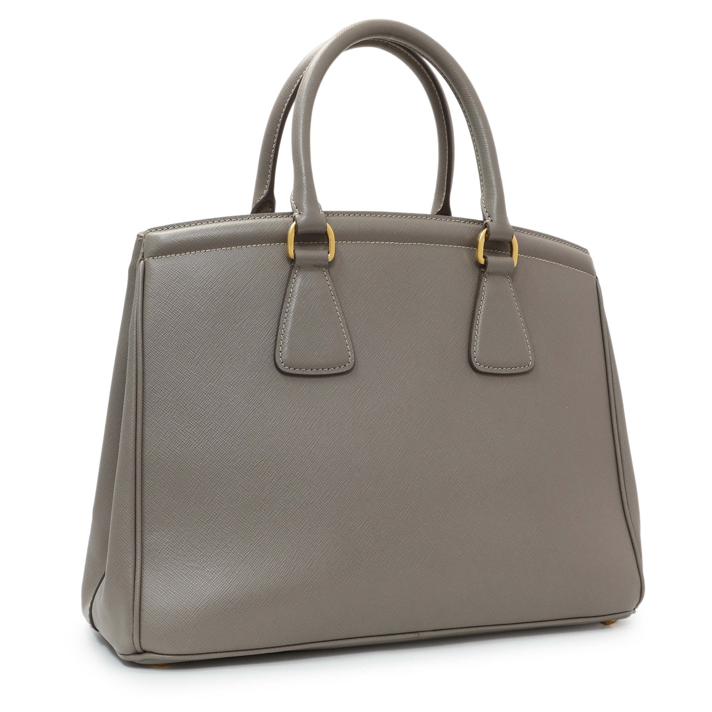 Exclusive Prada Taupe Saffiano Lux Parabole Tote — Side View