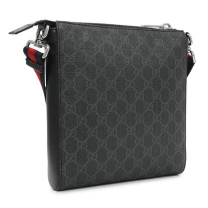 Exclusive Gucci GG Supreme Monogram Web Small Flat Messenger Bag — Side View