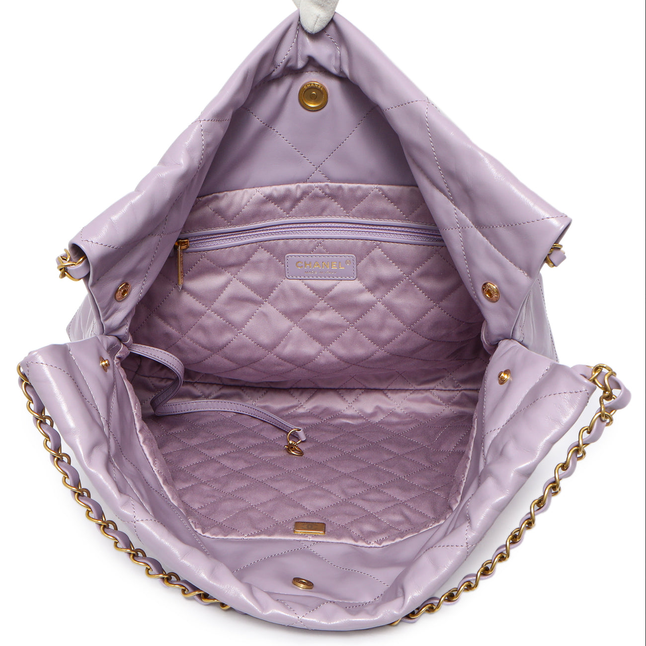 Exclusive Chanel Purple Quilted Shiny Calfskin 22 — Top View