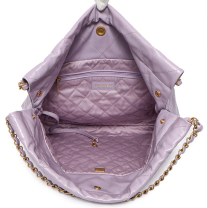 Exclusive Chanel Purple Quilted Shiny Calfskin 22 — Top View