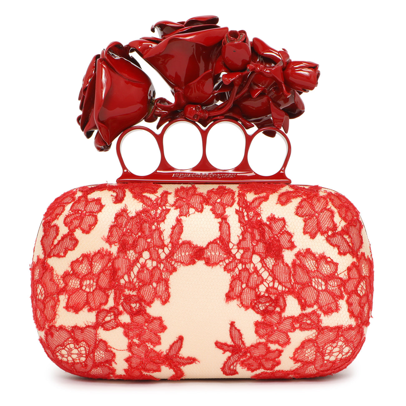 Exclusive Alexander McQueen Lace Rose Knuckle Clutch — Front View