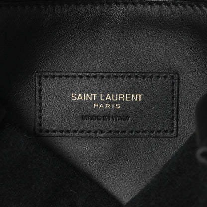 Exclusive Saint Laurent Black Smooth Calfskin Small Le 5 A 7 Soft Hobo — Detail View