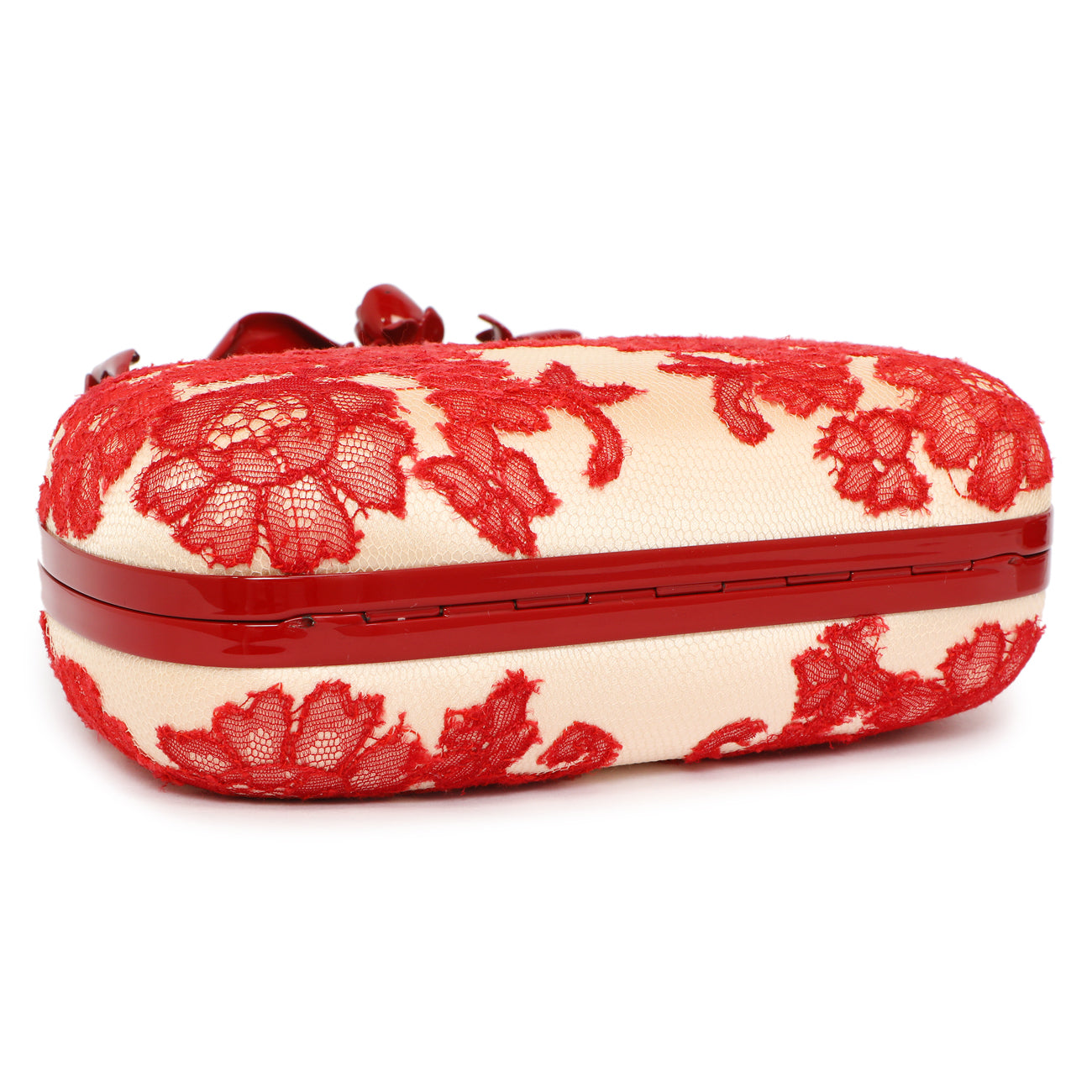Exclusive Alexander McQueen Lace Rose Knuckle Clutch — Back View