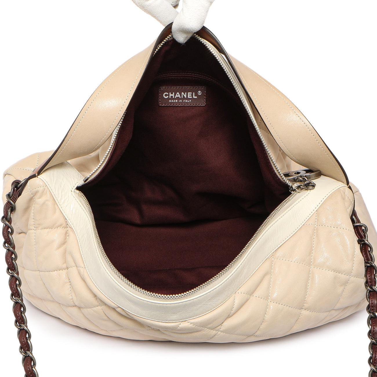 Exclusive Chanel Beige Quilted Iridescent Calfskin Coco Daily — Top View