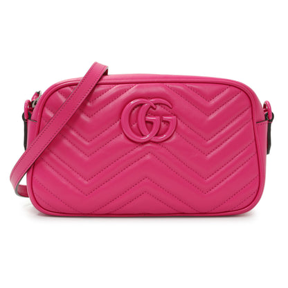 Exclusive Gucci Fuxia Calfskin Marmont Chain Bag — Front View