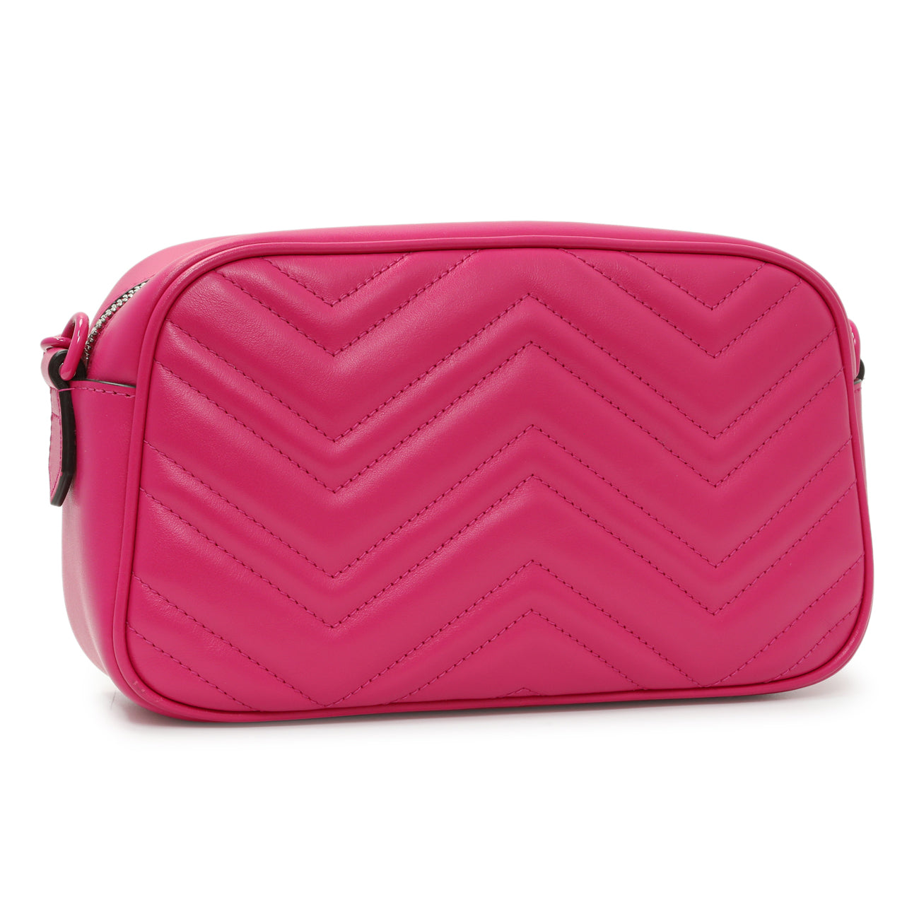 Exclusive Gucci Fuxia Calfskin Marmont Chain Bag — Side View