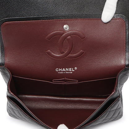 Exclusive Chanel Black Quilted Caviar Medium Classic Double Flap — Detail View