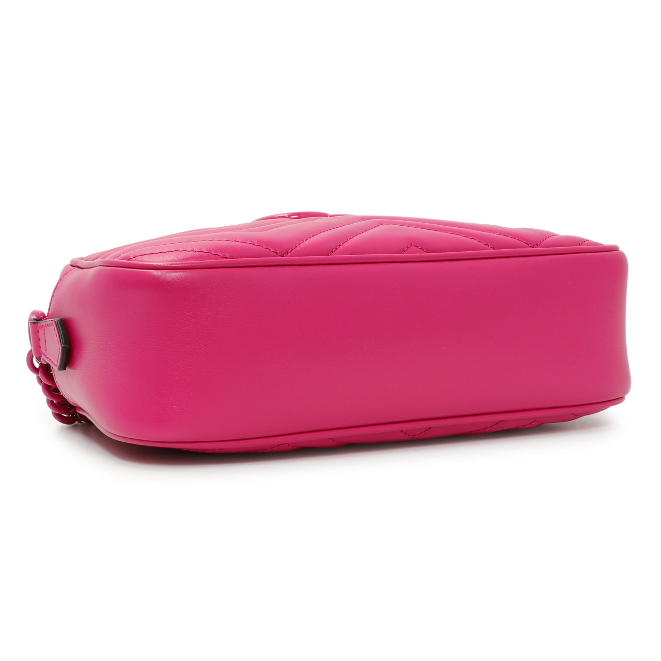 Exclusive Gucci Fuxia Calfskin Marmont Chain Bag — Back View