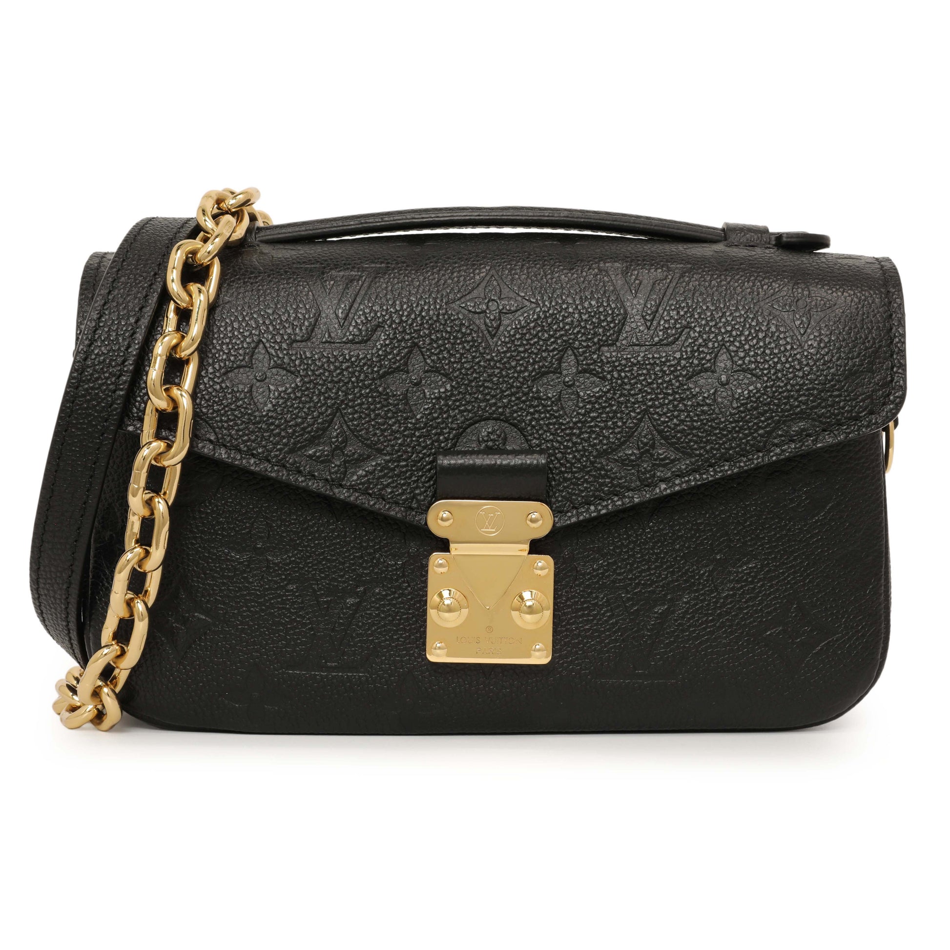 Exclusive Louis Vuitton Black Empreinte Pochette Metis East West — Front View