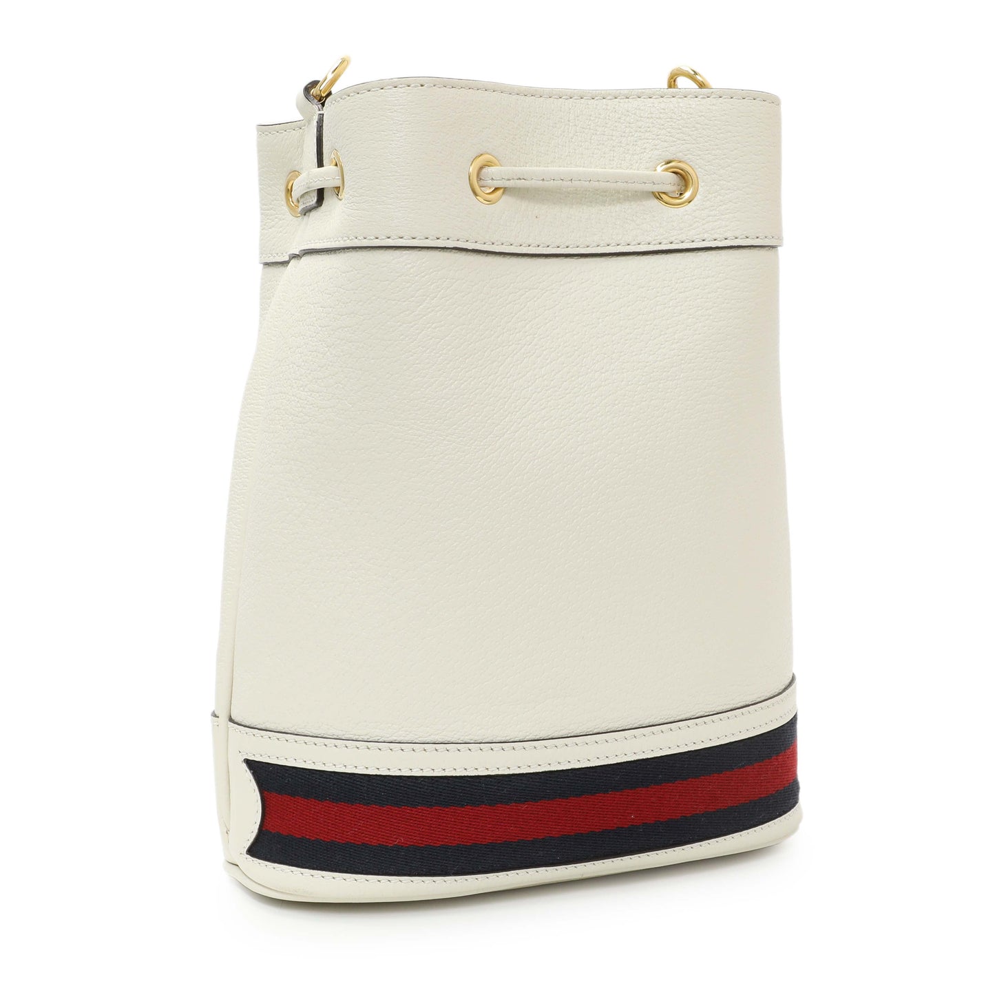 Exclusive Gucci Glazed textured Calfskin Web Small Ophidia Bucket Bag — Side View