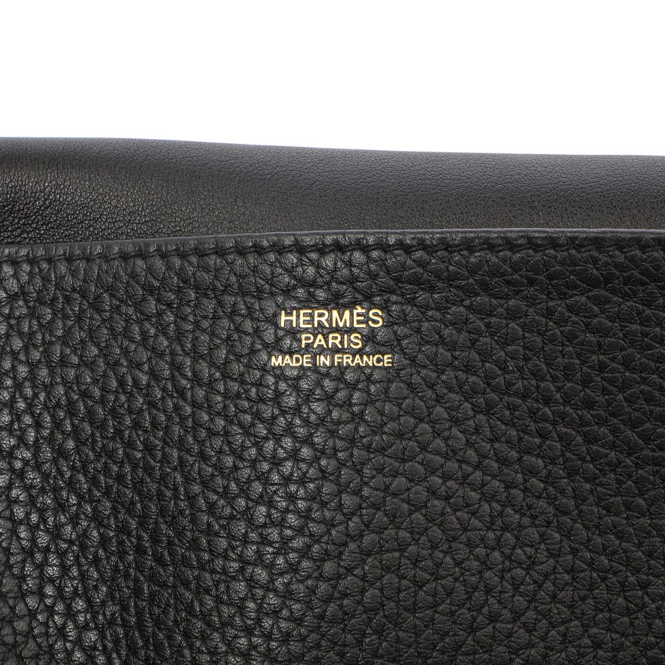 Exclusive Hermes Black Clemence Halzan 31 — Detail View