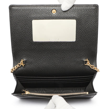 Exclusive Gucci Black Calfskin Mini GG Marmont Chain Wallet — Top View