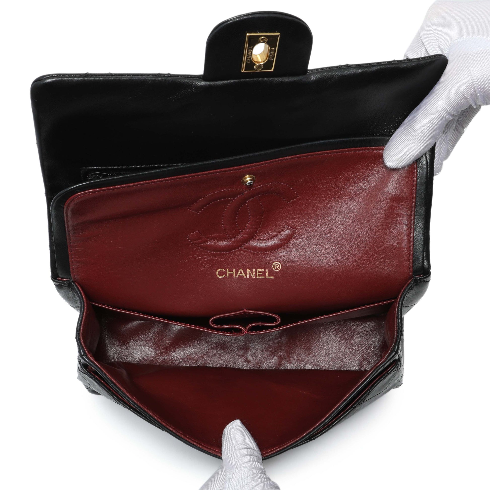 Exclusive Chanel Black Quilted Lambskin Vintage Small Double Flap — Top View