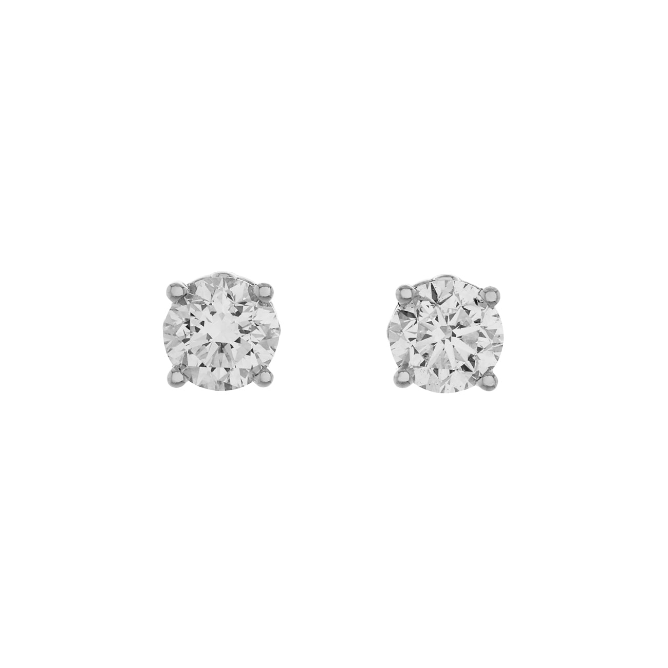Exclusive 14K White Gold 3.18 Carat Halo Diamond Studs — Side View