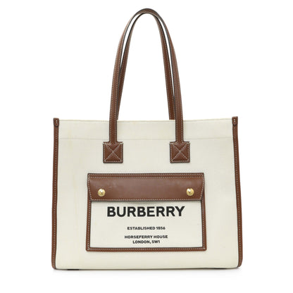 Exclusive Burberry Canvas Smooth Calfskin Freya Tote — Front View