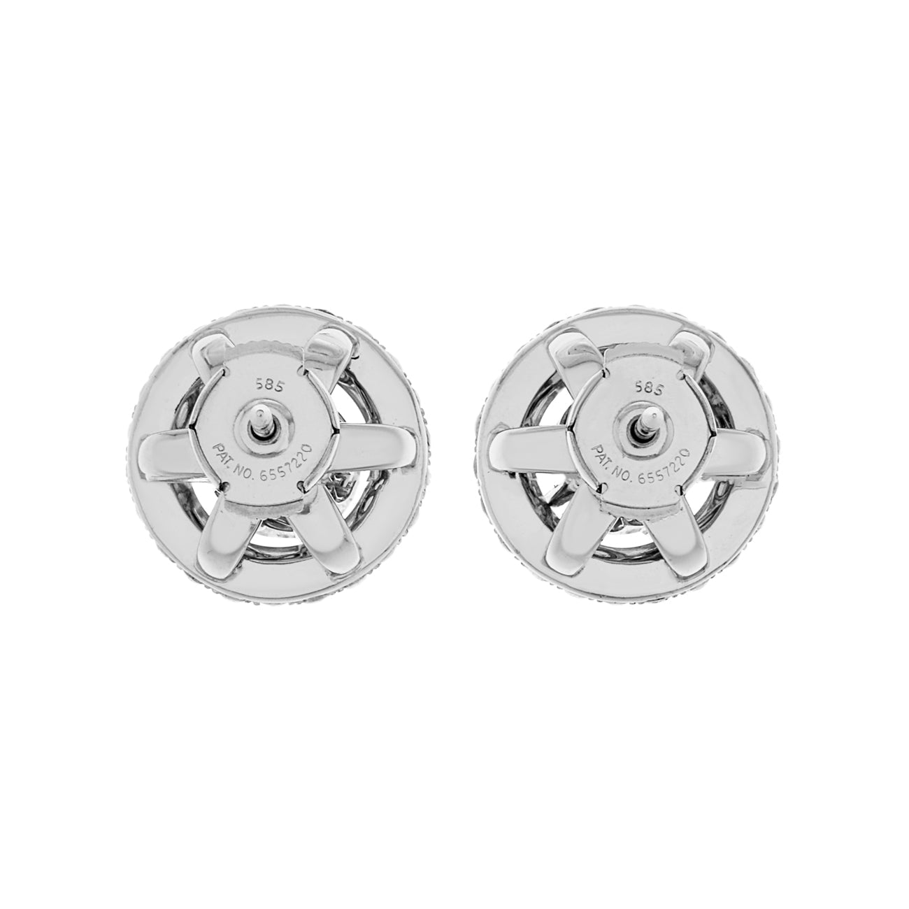Exclusive 14K White Gold 3.18 Carat Halo Diamond Studs — Back View