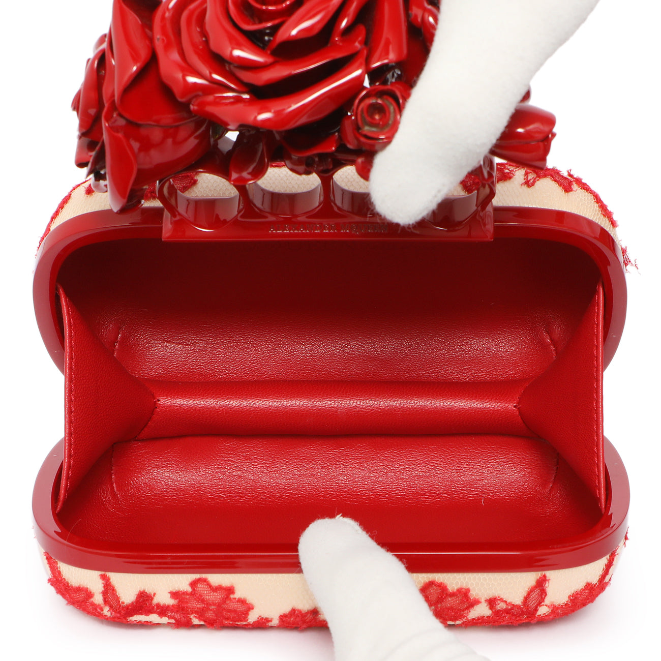 Exclusive Alexander McQueen Lace Rose Knuckle Clutch — Top View