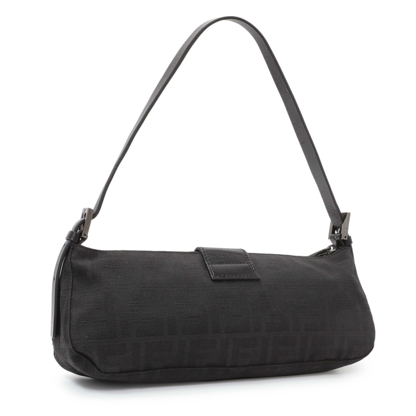 Exclusive Fendi Black Zucchino Canvas Bagette Shoulder — Side View