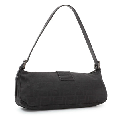 Exclusive Fendi Black Zucchino Canvas Bagette Shoulder — Side View