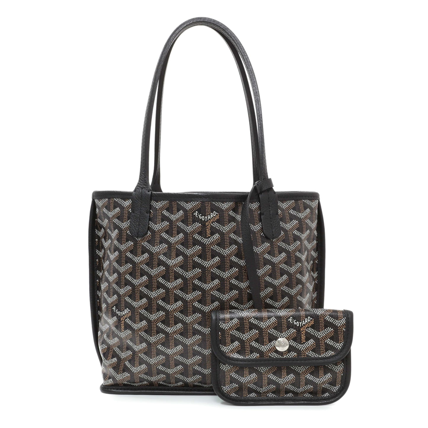 Exclusive Goyard Black Goyardine Reversible Mini Anjou — Front View