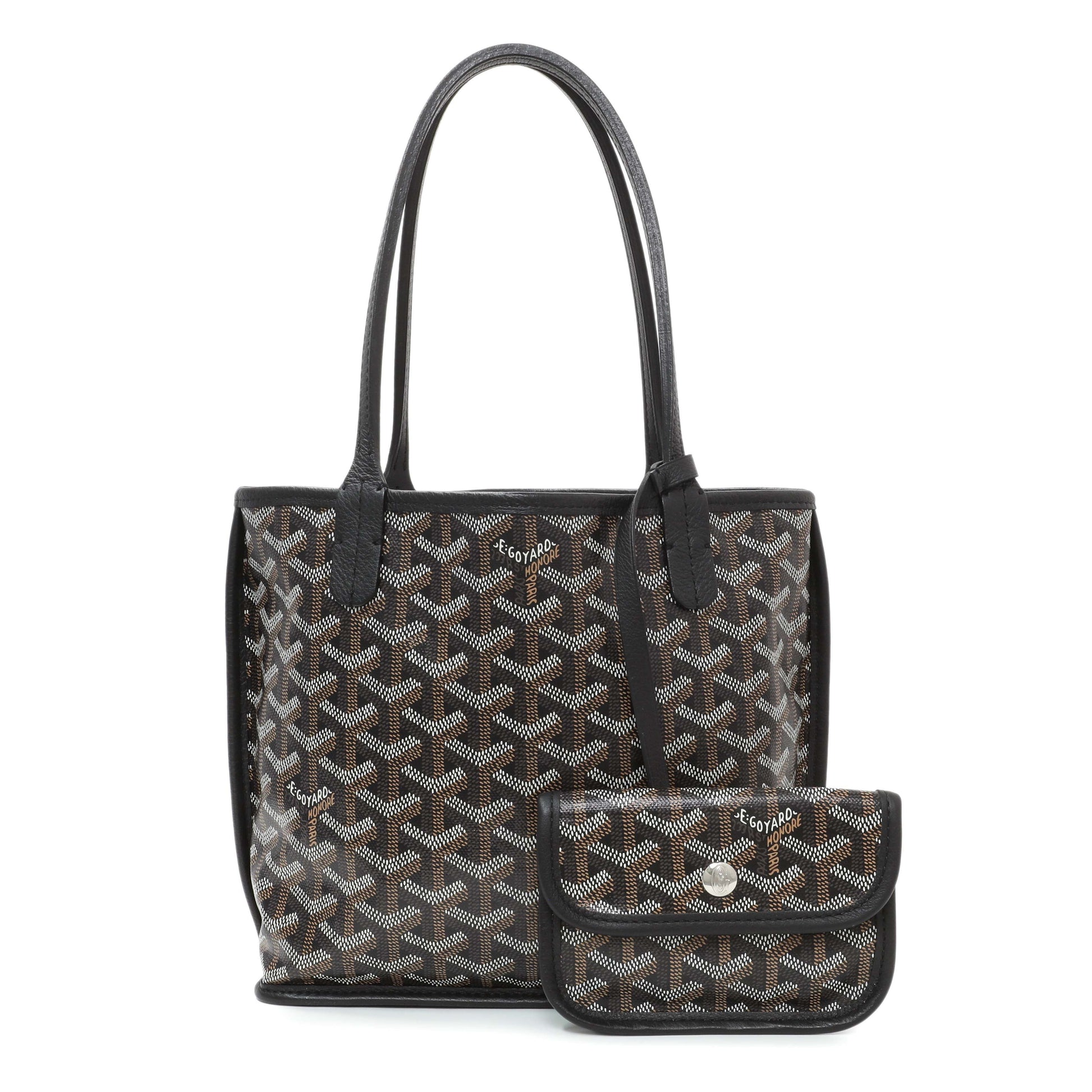 Exclusive Goyard Black Goyardine Reversible Mini Anjou — Front View
