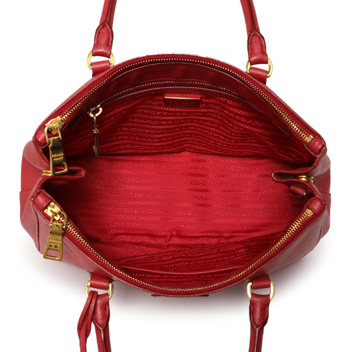 Exclusive Prada Red Saffiano Small Galleria Double Zip Tote — Alternate View 9