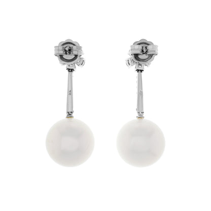 Exclusive 18K White Gold 13.3mm South Sea Pearl Drop Earrings — Side View