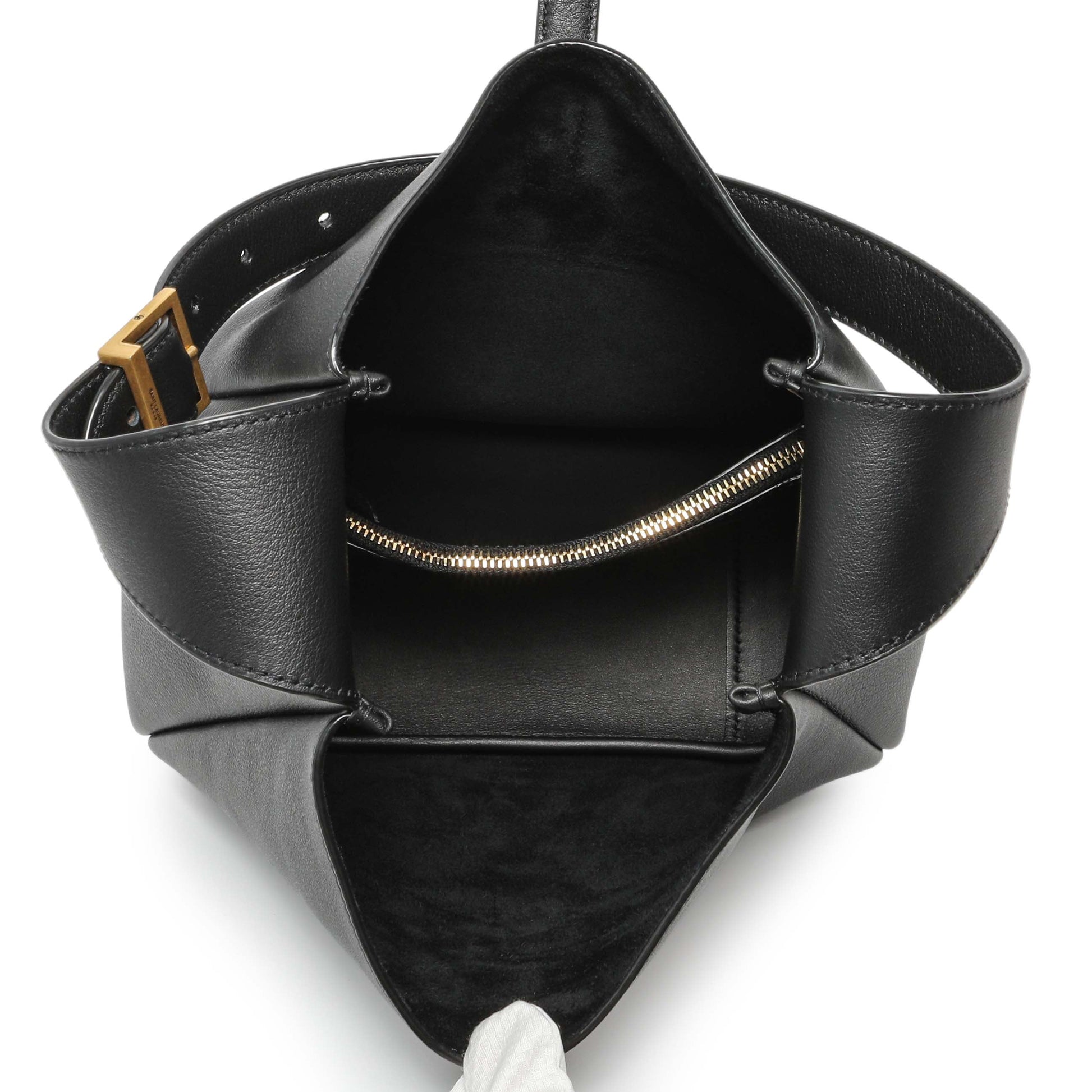Exclusive Saint Laurent Black Smooth Calfskin Small Le 5 A 7 Soft Hobo — Top View