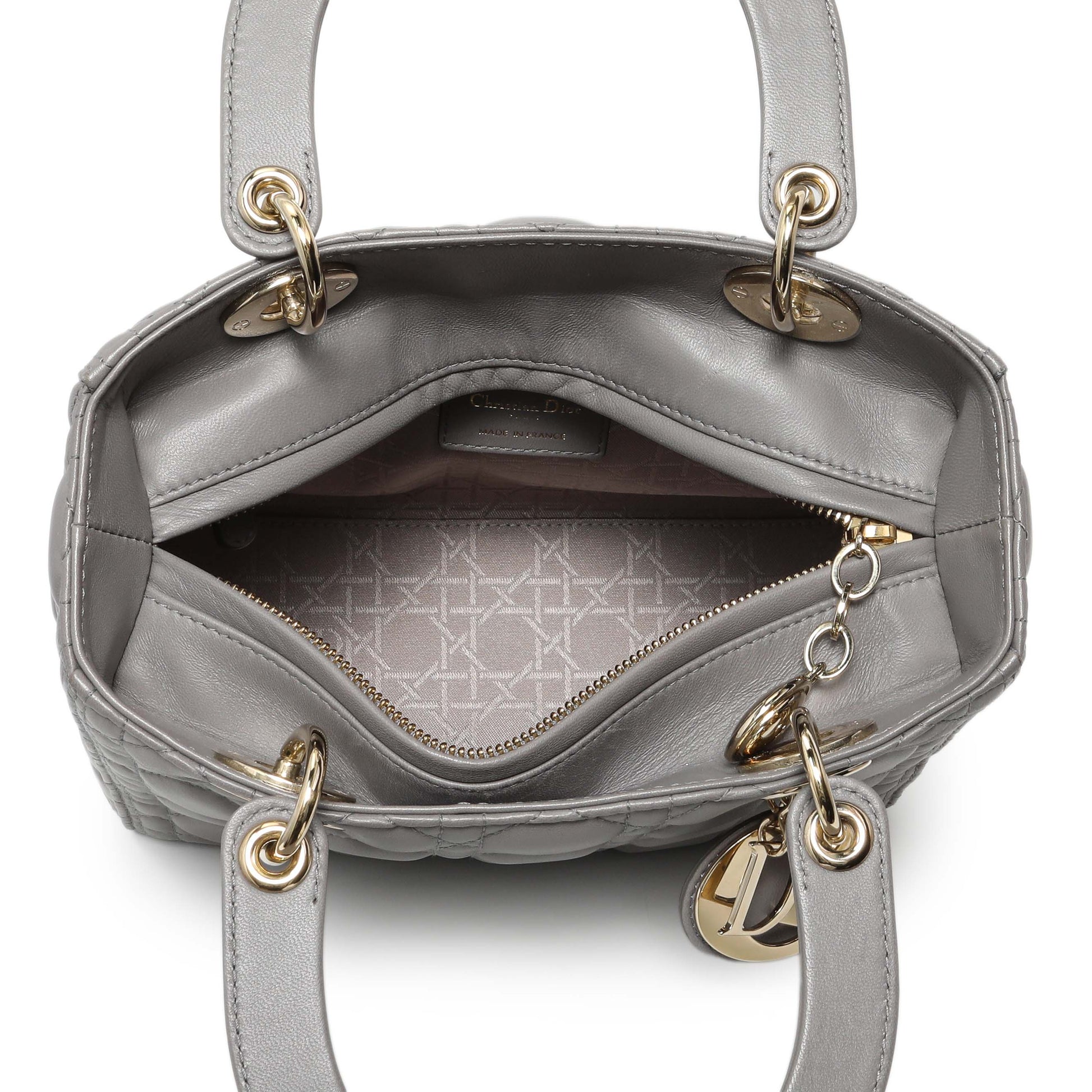 Exclusive Christian Dior Grey Lambskin Cannage Medium Lady Dior — Alternate View 8