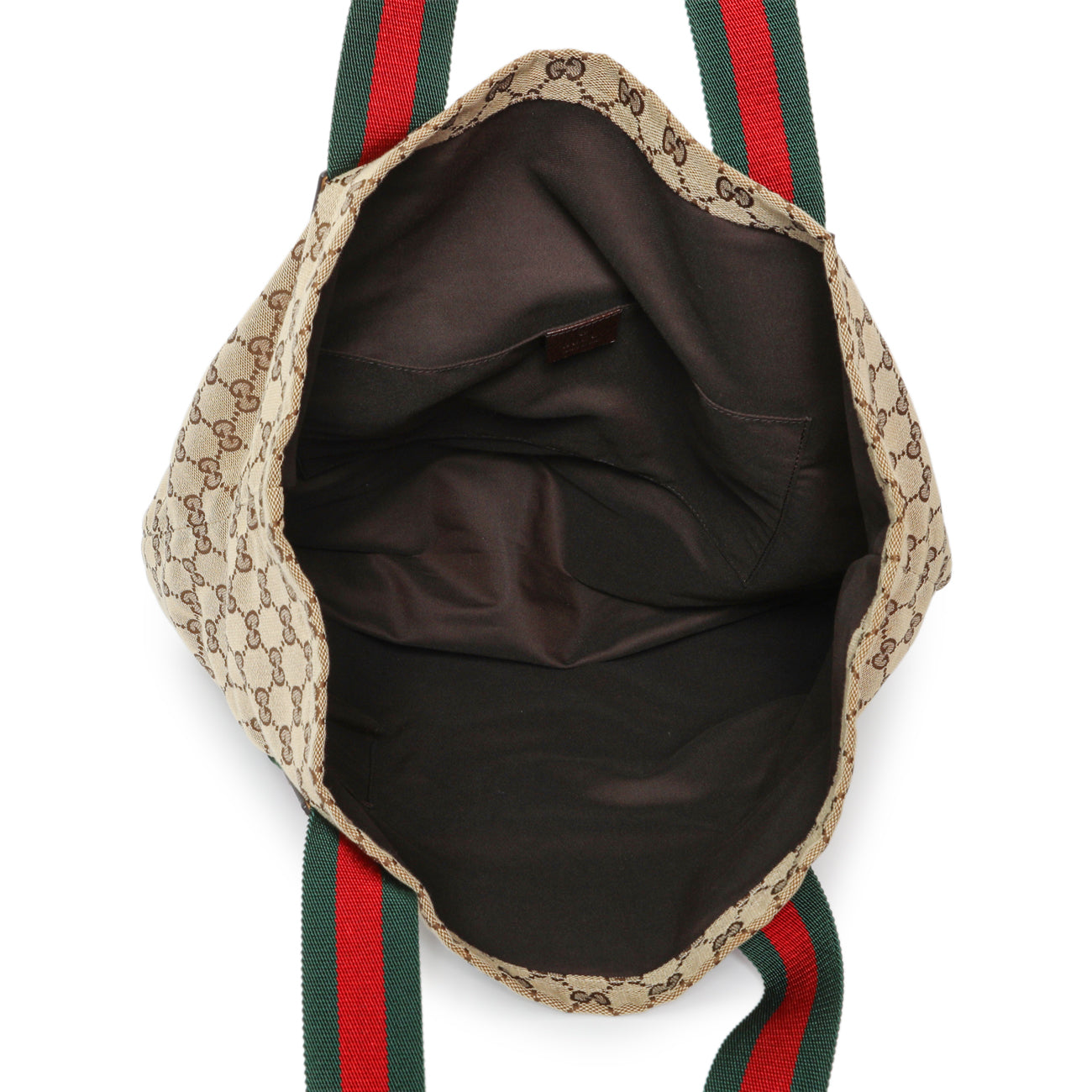Exclusive Gucci GG Monogram Medium Web Handle Vertical Tote Dark Brown — Top View