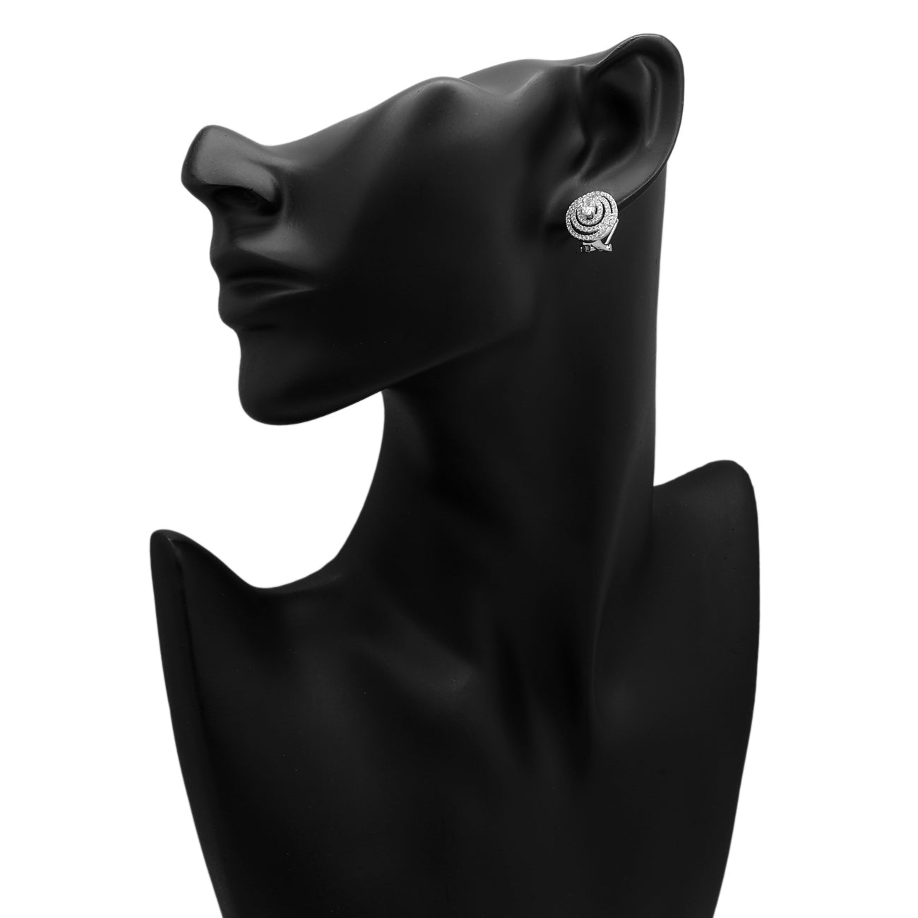 Exclusive 14K White Gold 1.18 Carat Diamond Spiral Earrings — Back View