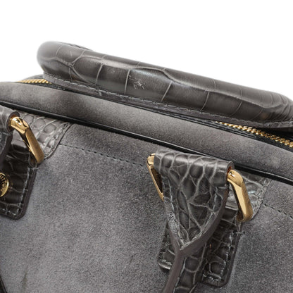 Exclusive Louis Vuitton Grey Suede Stamped Alligator Embossed Havane Bowler PM — Alternate View 7