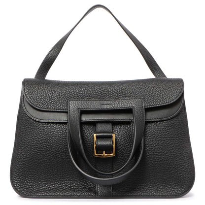 Exclusive Hermes Black Clemence Halzan 31 — Front View