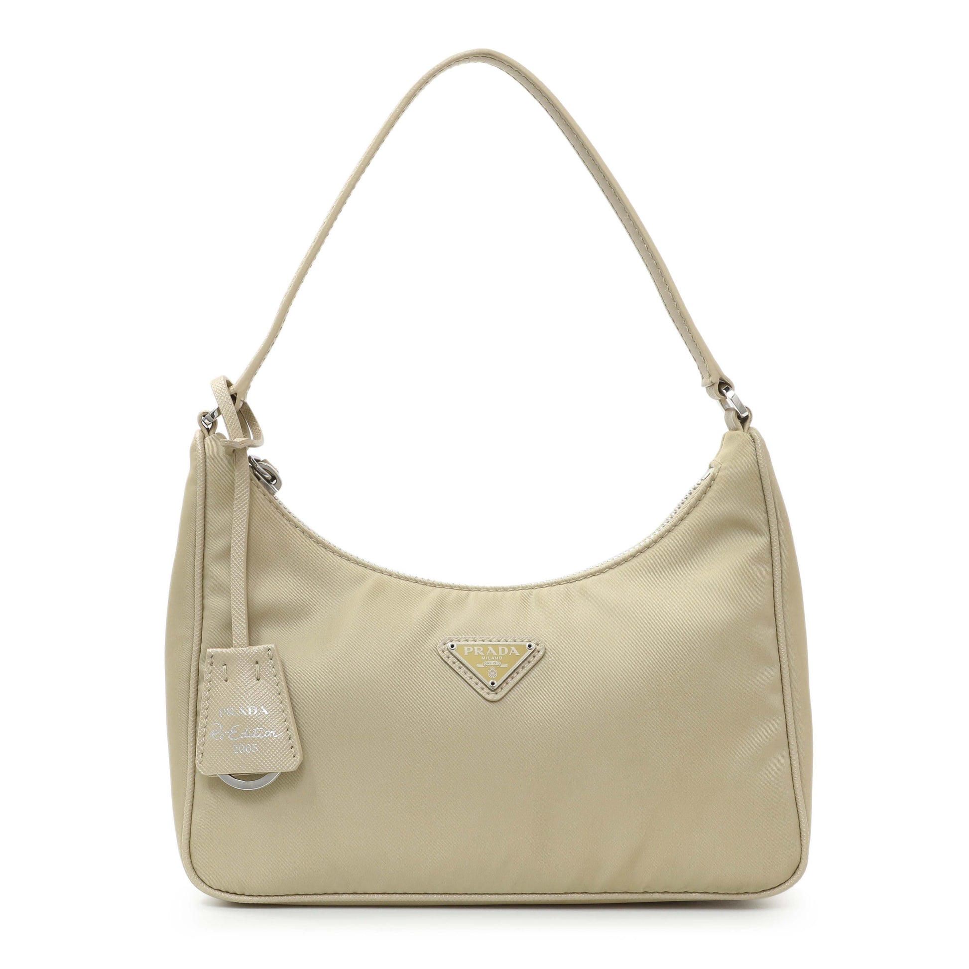 Exclusive Prada Beige Re-Nylon Saffiano Mini Re-Edition 2005 — Front View