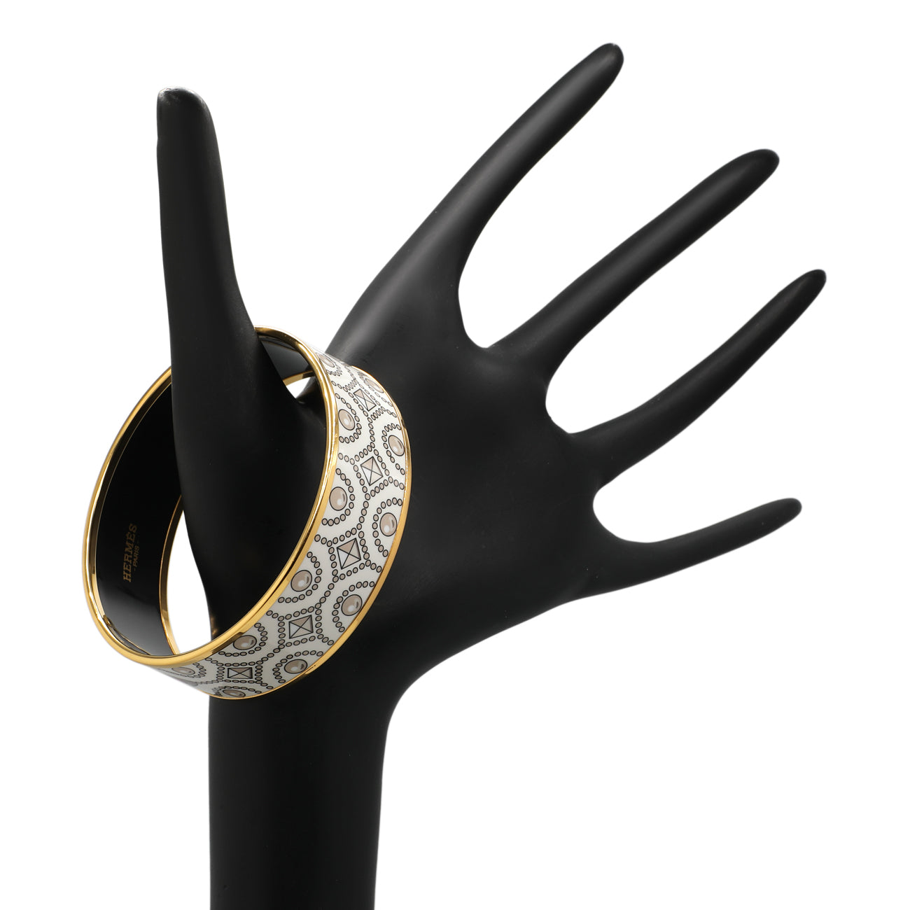 Exclusive Hermes Wide Enamel Printed Bracelet — Back View