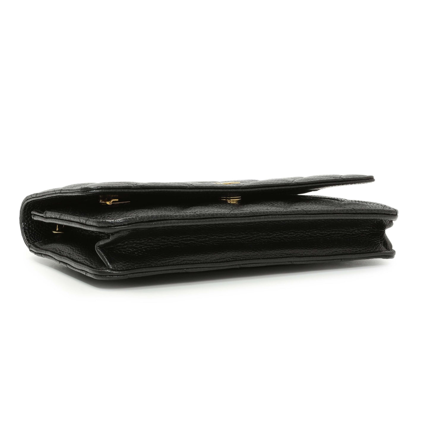 Exclusive Chanel Black Quilted Caviar Wallet on Chain — Back View