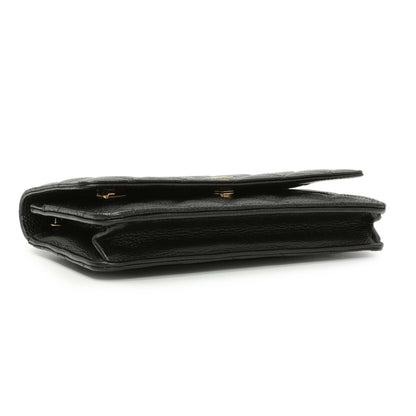 Exclusive Chanel Black Quilted Caviar Wallet on Chain — Back View