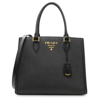 Exclusive Prada Black Saffiano Soft Calfskin Tote — Front View