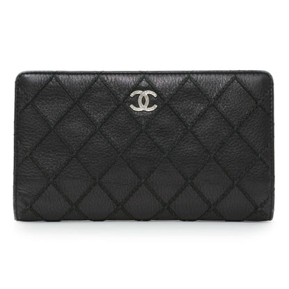 Exclusive Chanel Black Calfskin Wild Stitch Wallet — Front View