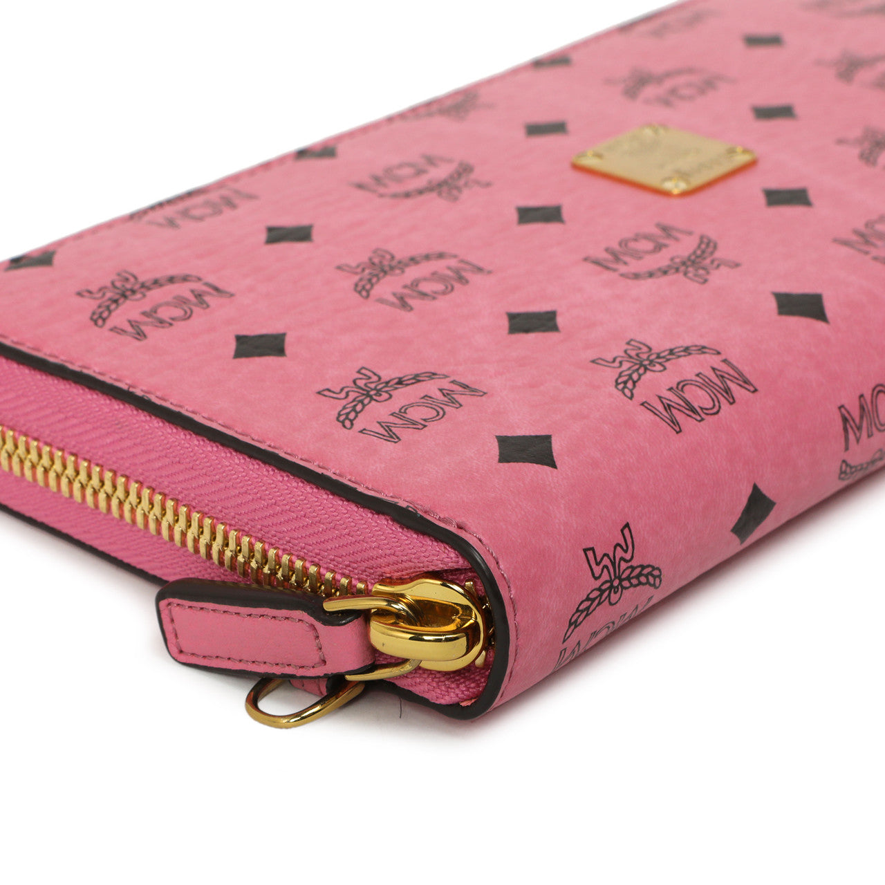 Exclusive MCM Pink Visetos Zip Around Wristlet Wallet — Top View