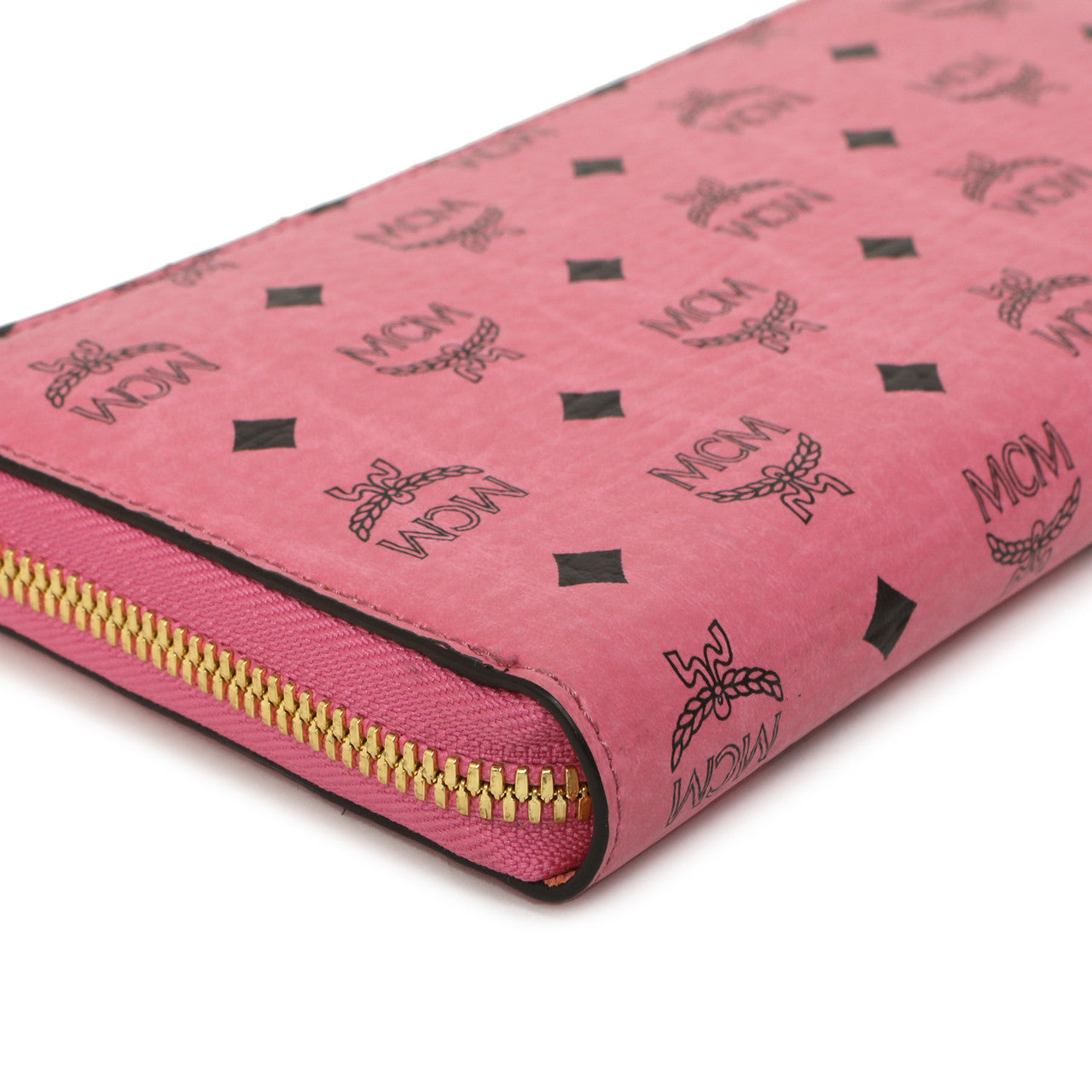 Exclusive MCM Pink Visetos Zip Around Wristlet Wallet — Lifestyle View
